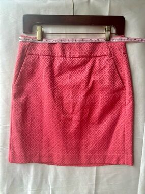 Ann Taylor Coral Pink jacquard Textured Pencil Skirt with pockets size 0/2